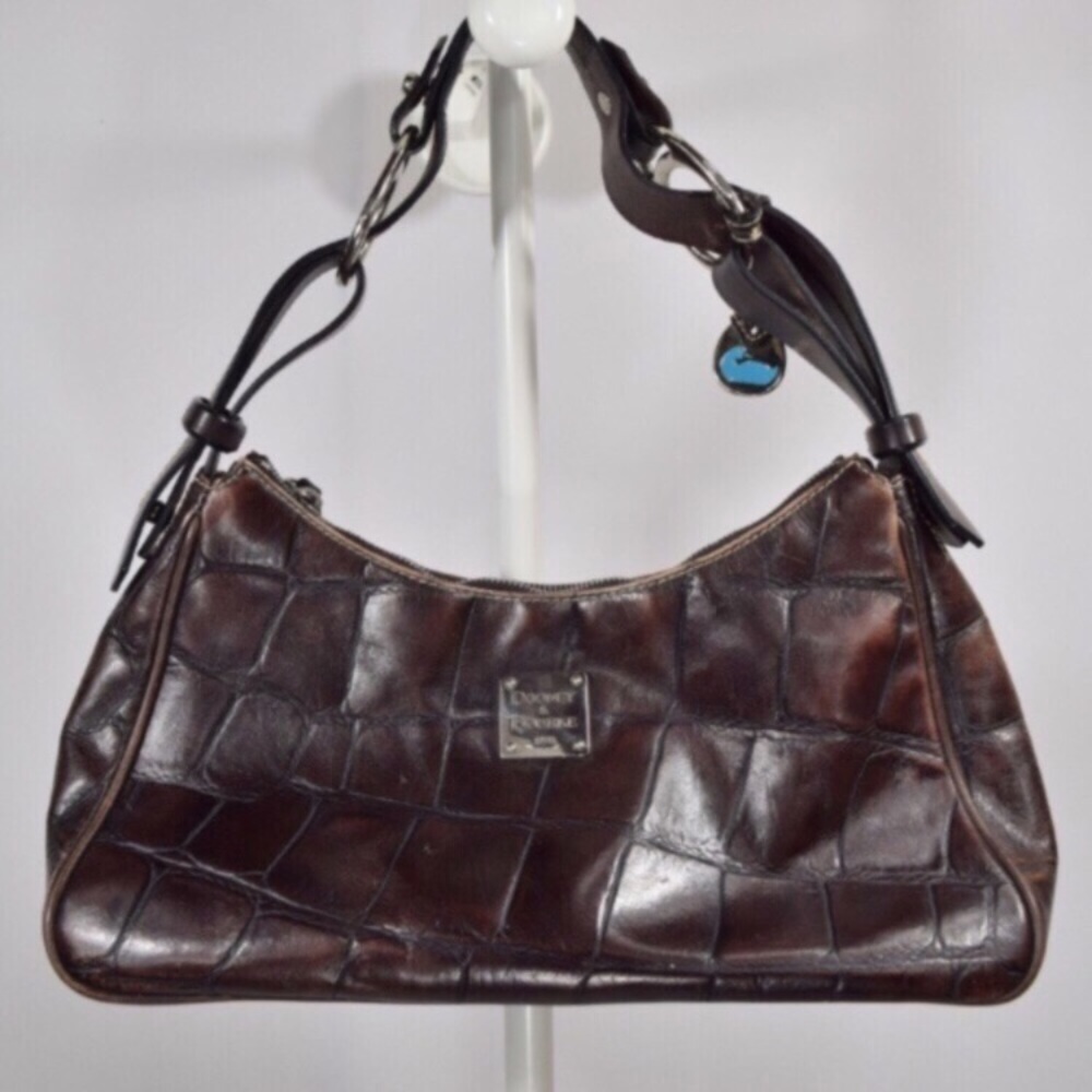 Brown croco Dooney and Bourke adjustable handbag